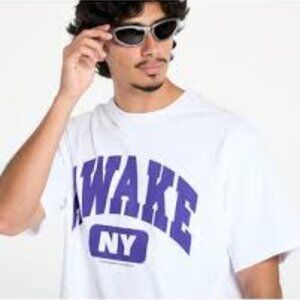 AWAKE NY VARSITY MEN TEE T-SHIRT WHITE PURPLE SIZE XXL BRAND NEW WITH TAGS